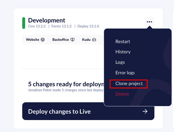 Clone project option