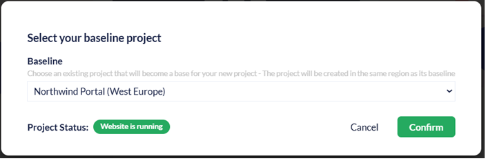 Choose an existing project that will become a base for your new project