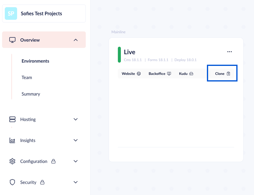 Clone project option