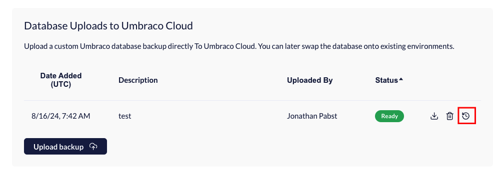 Restore Database to environment