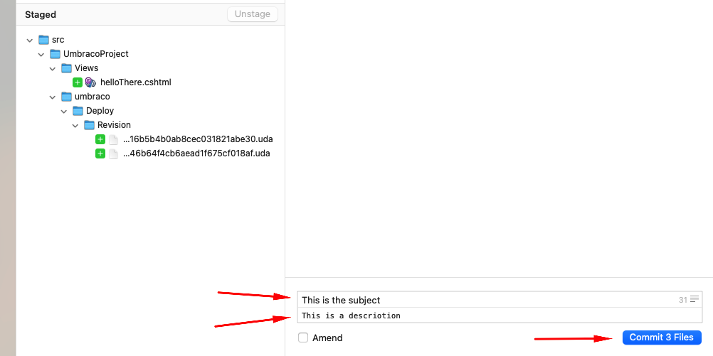 Ready the files for commit.