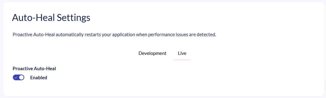 Proactive Auto-Heal toggle in Advanced Configuration