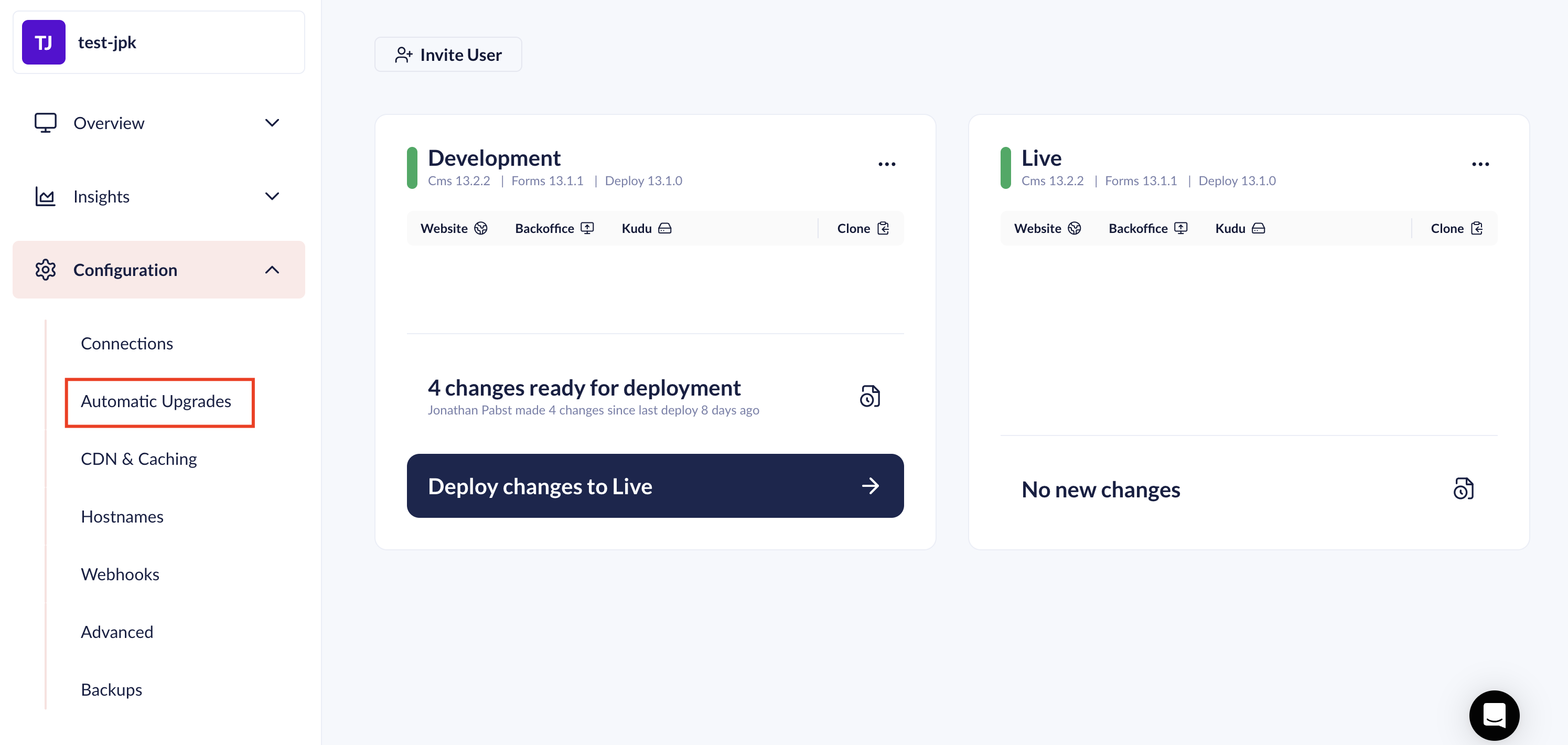 Settings Umbraco Cloud